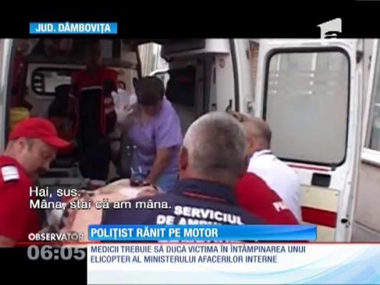 Un poliţist a ajuns la spital după o plimbare pe motocicletă