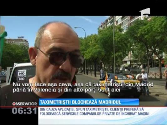 Protest uriaş al taximetriştilor din Madrid