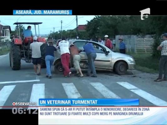 Un medic veterinar, beat criță,a făcut prăpăd pe o stradă în Maramureş
