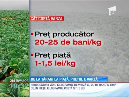 Varza din piaţă e de opt ori mai scumpă decât la producător