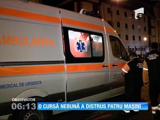 Sibiu: O cursă nebună a distrus patru mașini