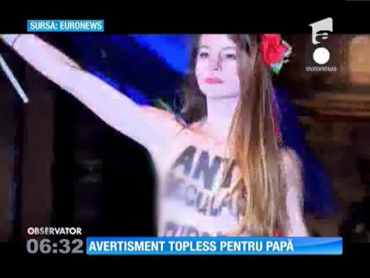 Avertisment topless pentru papă