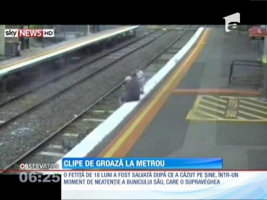 Moment de groază la metrou! Un copil aflat în căruţ a căzut pe linia metroului