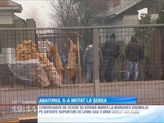 În preajma Crăciunului, abatorul s-a mutat pe marginea drumului