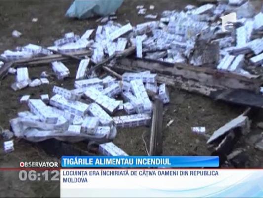 Incendiu violent alimentat de o cantitate uriaşă de ţigări de contrabandă