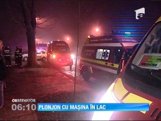 Plonjon cu mașina în lac