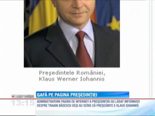 Gafă monumentală pe pagina de internet a Preşedinţiei