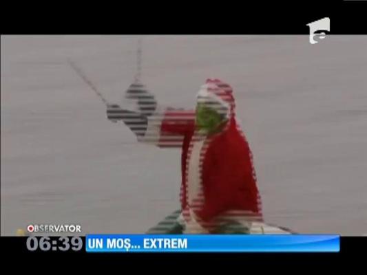 Moşul a dat sania pe o pereche de schiuri de apă