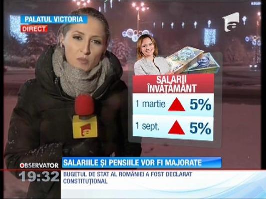 Salariile şi pensiile vor fi majorate de la 1 ianuarie