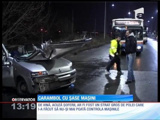 Carambol cu șase mașini la ieșirea din Arad