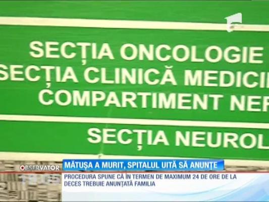 O familie din Galaţi a aflat după trei zile că o rudă a murit în spital