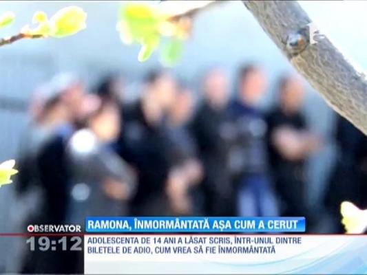Ramona, fata care s-a sinucis, înmormântată așa cum a cerut