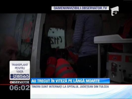 Trei tineri din Tulcea au scăpat ca prin minune dintr-un accident de maşină!