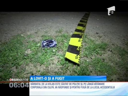 A lovit-o cu mașina și a fugit!