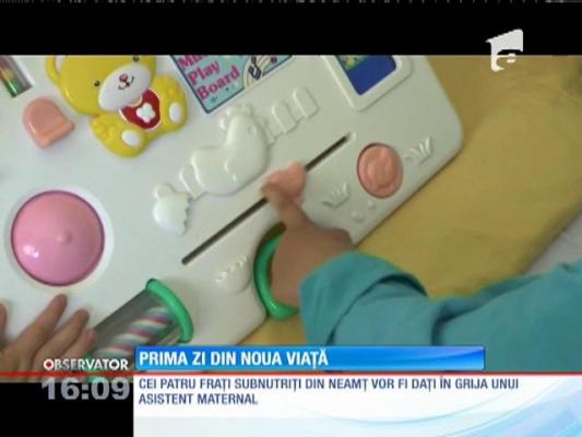 Prima zi din noua viață pentru cei patru fraţi subnutriţi din Neamţ