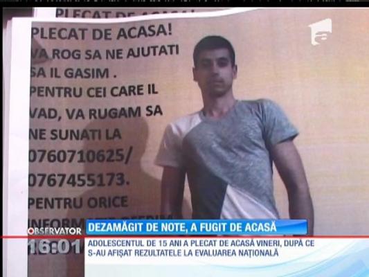 Dezamăgit de notele de la examenul de evaluare, a fugit de acasă