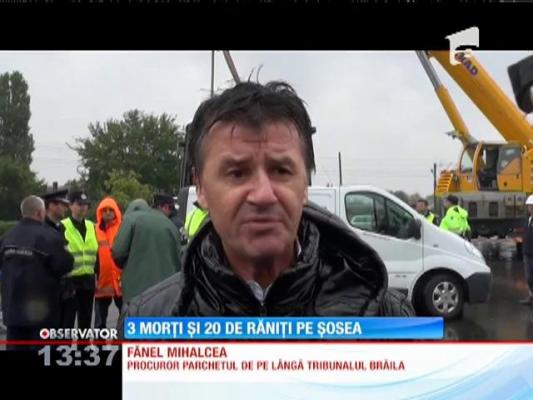 Autocar răsturnat pe E87. Doi copii şi un adult au murit