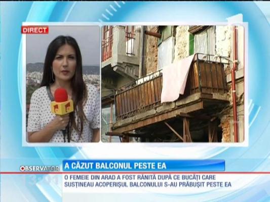 Caz şocant în Arad. Un balcon al unei clădiri vechi din oraş s-a prăbusit