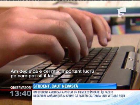 Un student american de 24 de ani îşi caută nevastă pe internet