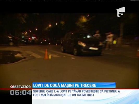 Tânăr lovit de două maşini pe o trecere de pietoni din Capitală