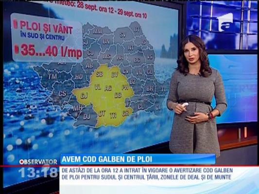 Cod galben de ploi în zece judeţe din sudul ţării