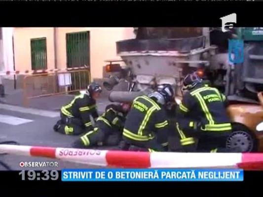 Un român a murit la Madrid strivit de o betonieră care o luase la vale