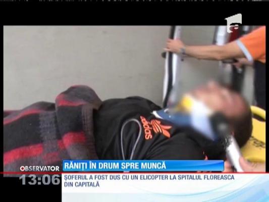 Răniți în drum spre muncă. Autoturismul s-a izbit de un cap de pod!