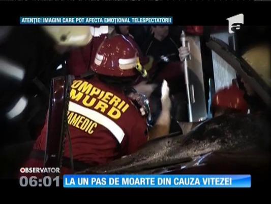 Accident cumplit în Capitală. Un şofer a pierdut controlul volanului şi a intrat într-un stâlp