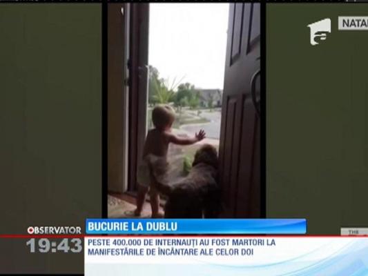 Bucurie la dublu pentru un copil şi un câine