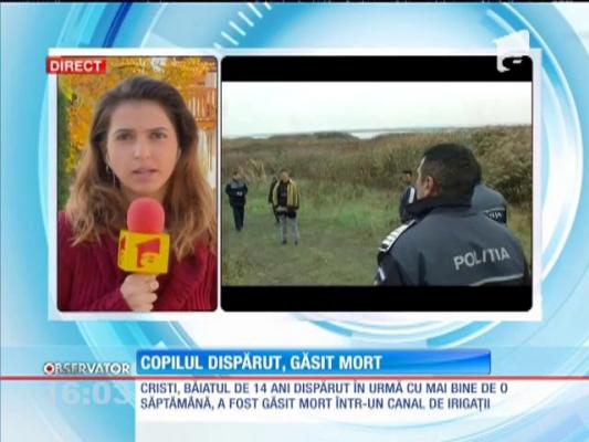 Cristi, băiatul de 14 ani din Dolj, dispărut de o săptămână, găsit mort într-un canal de irigaţii