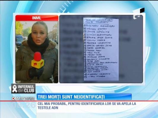 Dintre cei 27 de morţi din club Colectiv, trei sunt în continuare neidentificaţi