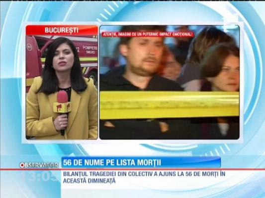 Bilanţul tragediei din Colectiv a ajuns la 56 de morţi