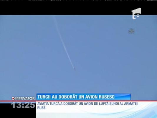 Aviaţia turcă a doborât un avion de vânătoare al Rusiei, la graniţa cu Siria