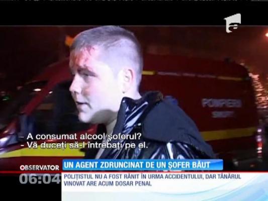 Mașina unui ofiţer de la Poliţia Rutieră Maramureş a lovită puternic de un alt autoturism, condus de un tânăr băut