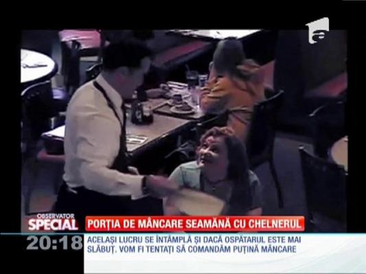 Special! Porția de mâncare din restaurant seamănă cu greutatea chelnerului