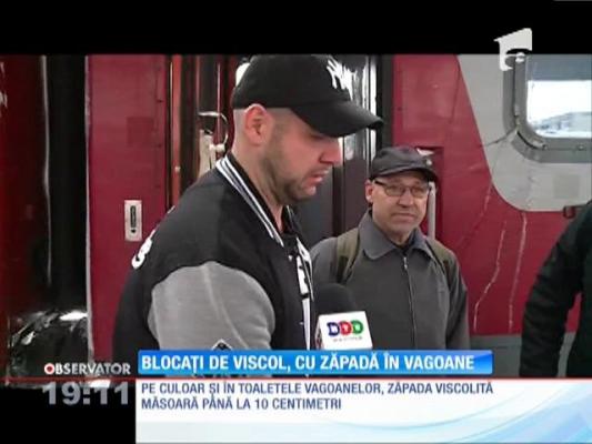Locomotiva trenului Arad - Constanţa s-a defectat din cauza zăpezii şi frigului