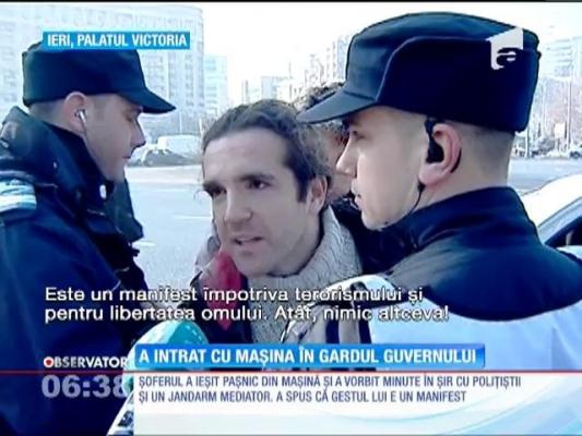 Tânărul care a intrat cu maşina în gardul Guvernului este liber