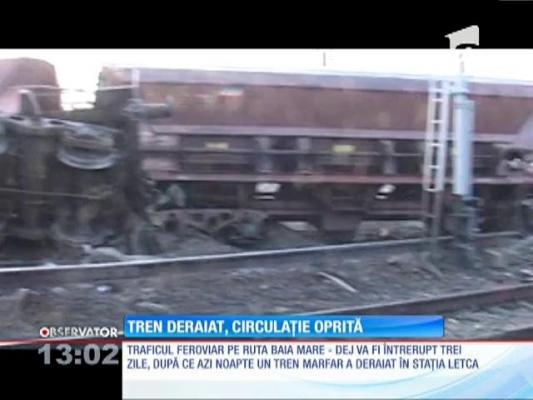 Un tren marfar a deraiat pe ruta Baia Mare - Dej