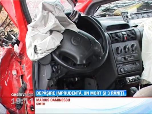 Accident cumplit pe un drum din Gorj. Un bărbat a murit, iar alţi trei au fost răniţi grav