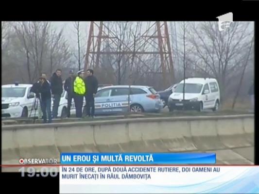 Din apele Dâmboviţei în care au murit doi oameni, a ieşit un erou. Imaginile în care Alexandru se aruncă în apă să salveze un tată şi pe copilul lui, uimesc o ţară întreagă