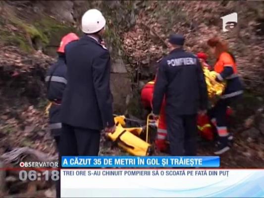 A căzut 35 de metri în gol și trăiește