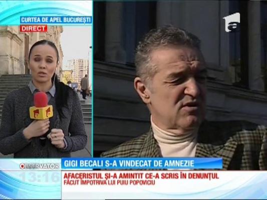 Gigi Becali s-a vindecat de amnezie în procesul cu Puiu Popoviciu