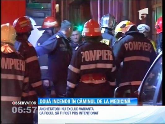 Misiune dificilă pentru pompieri, după ce două incendii au izbucnit la interval de câteva ore, la un cămin al Universităţii de Medicină şi Farmacie din Capitală