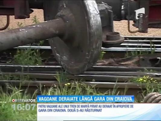 Vagoane deraiate lângă gara din Craiova
