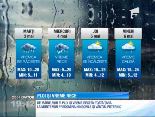 Atenționare meteo de ploi și vreme rece