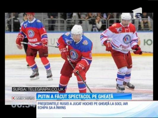 Vladimir Putin a încălțat patinele și a jucat hochei pe gheață