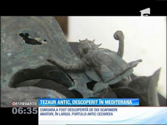 O comoară a fost scoasă din marea Mediterană. Monede şi statuete din vremea Imperiului Roman au fost descoperite în epava unei corăbii