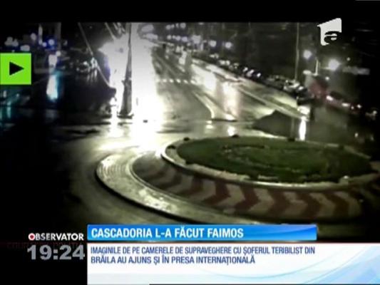 Şoferul care a plonjat peste un sens giratoriu din Brăila a devenit vedetă în presa internaţională
