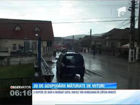 Zeci de gospodării, măturate de viituri