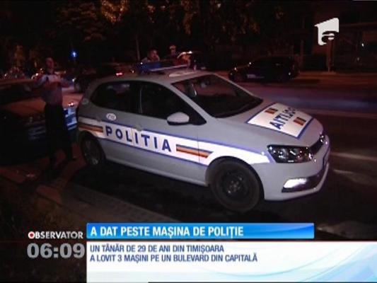 A dat peste mașina poliției